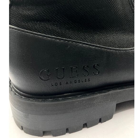 Guess Los Angeles Radford Combat Boots 9.5 M Black Combat Leather Mesh 8" Rise - Picture 5 of 9